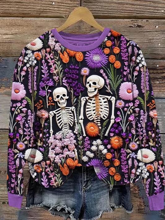 Día mexicano del vintage del suéter ocasional y cómodo muerto de la impresión del arte