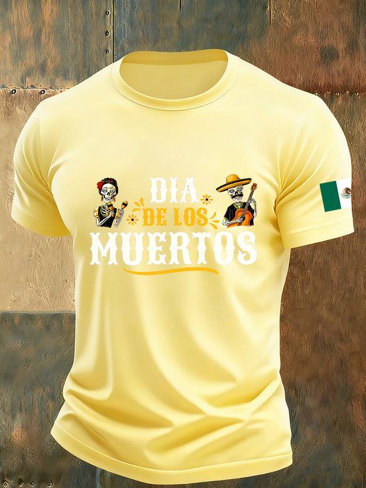 Camiseta Día de los muertos con estampado vintage para hombre