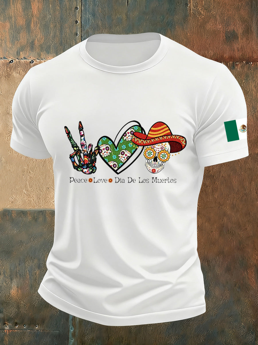 Camiseta Día de los muertos con estampado vintage para hombre