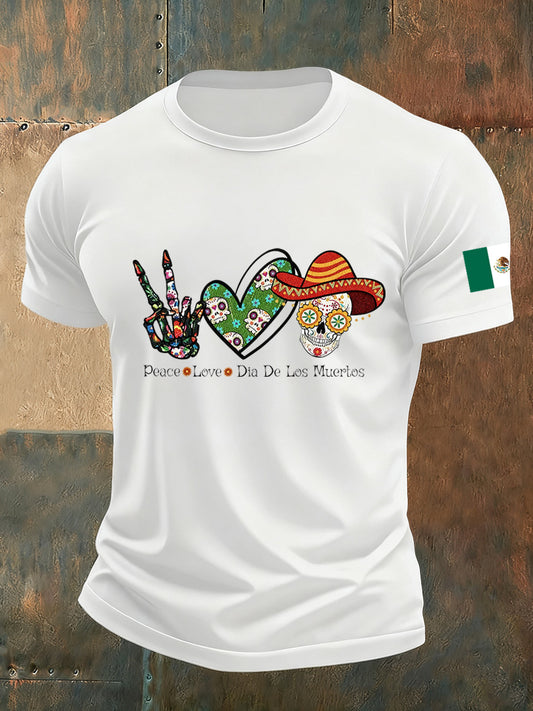 Camiseta Día de los muertos con estampado vintage para hombre
