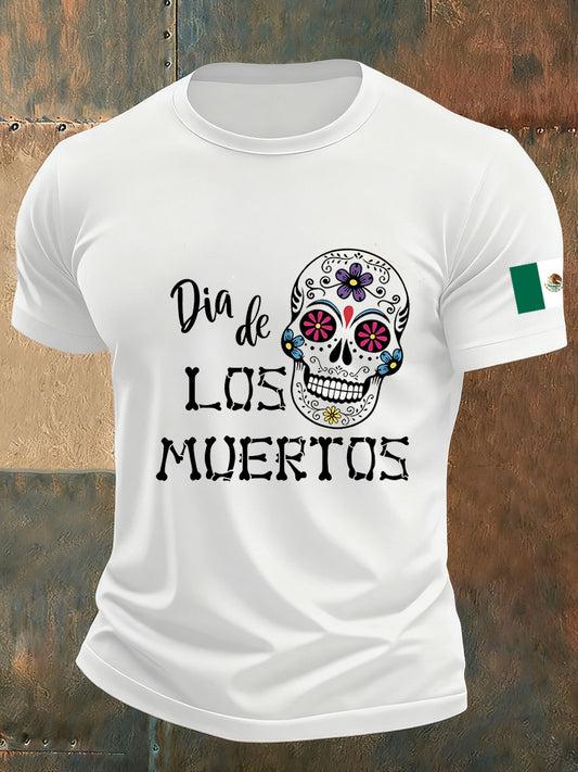 Camiseta Día de los muertos con estampado vintage para hombre