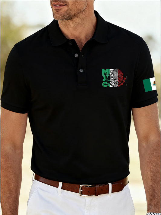 Polo conmemorativo del fútbol mexicano de la impresión retro de los hombres
