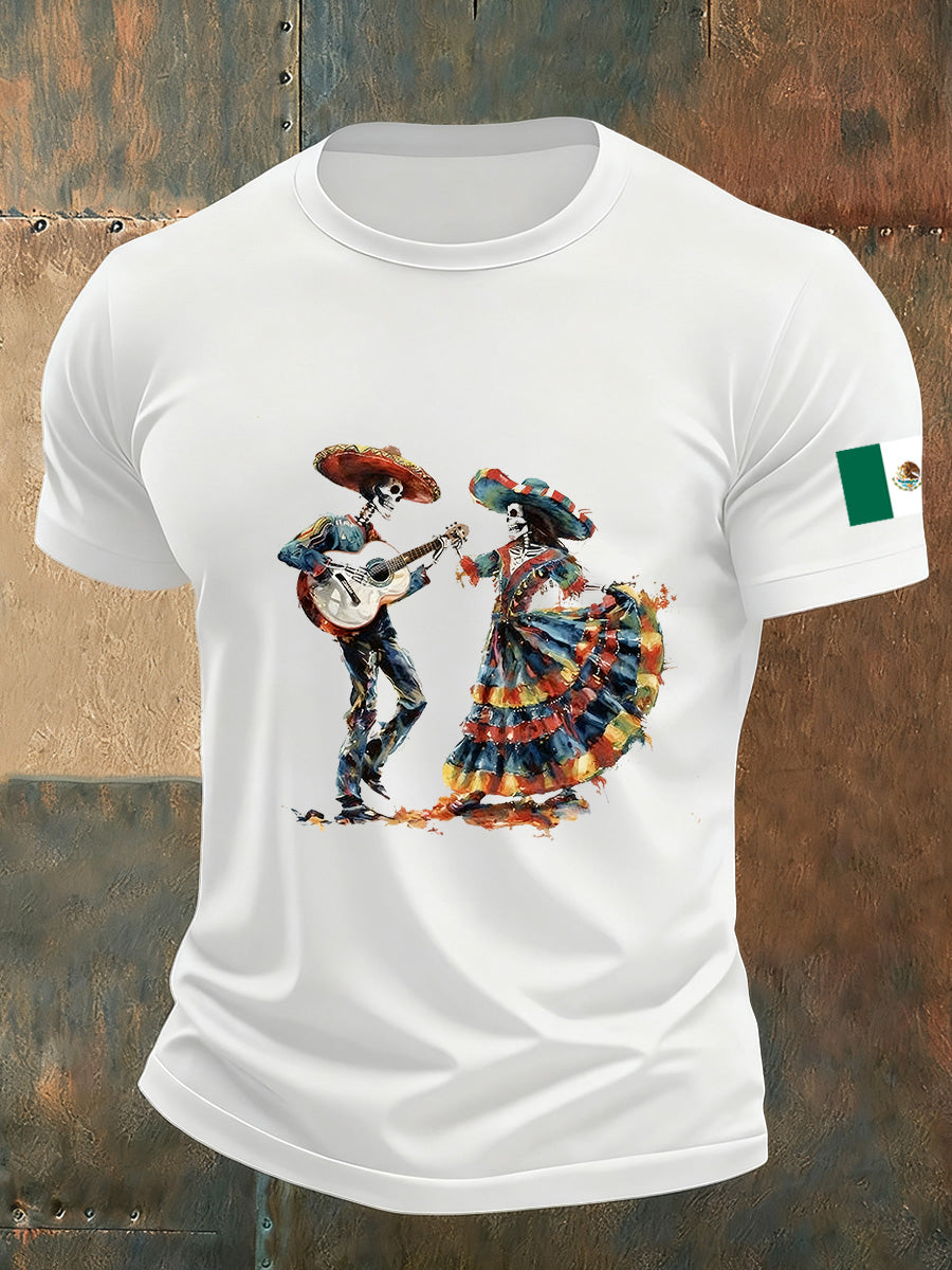 Camiseta Día de los muertos con estampado vintage para hombre