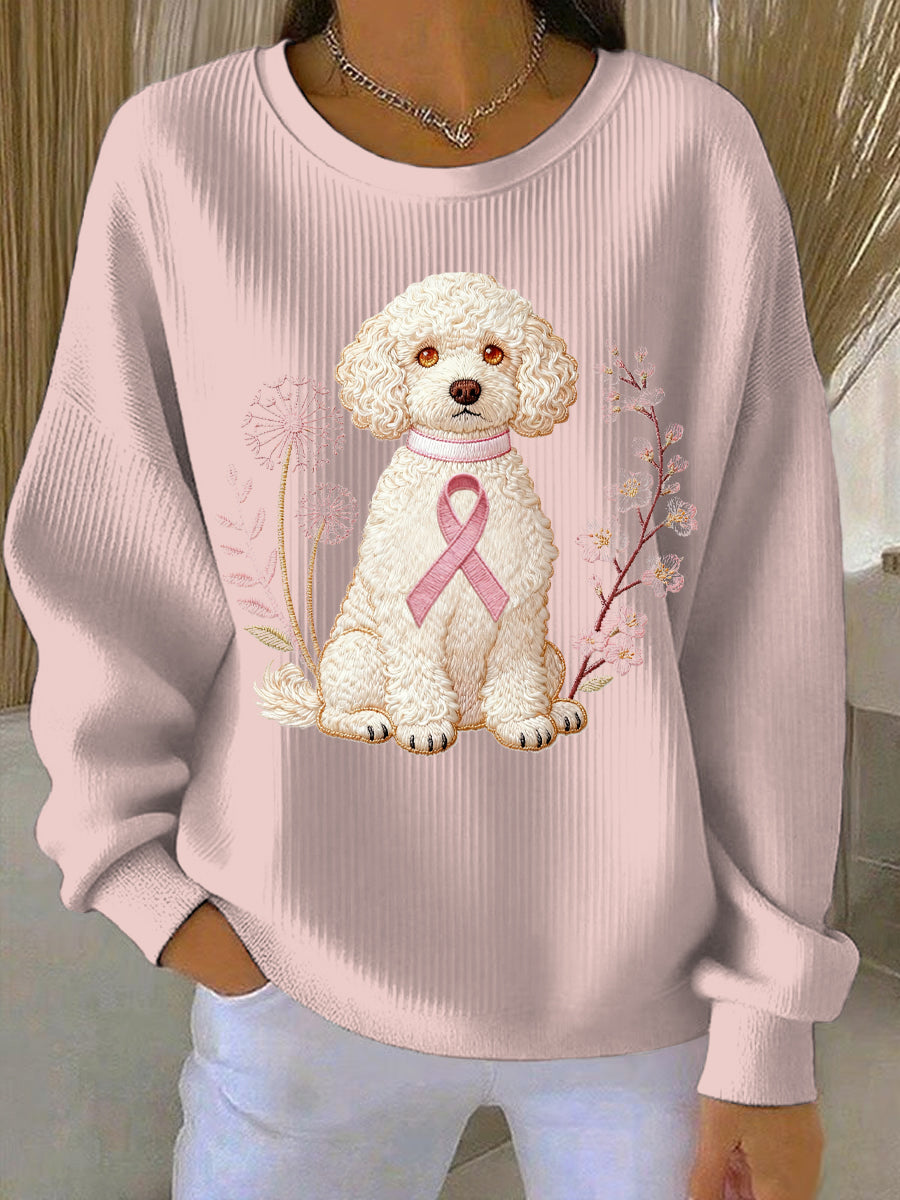 Sudadera casual con estampado rosa de cáncer de mama para mujer