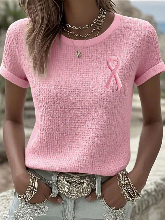 Camisetas de cinta rosa conciencia del cáncer de mama de las mujeres