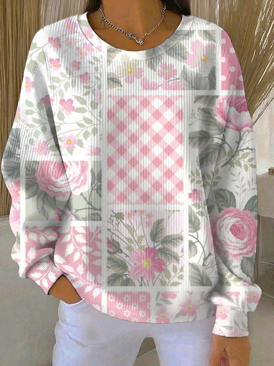 Sudadera casual con estampado rosa de cáncer de mama para mujer
