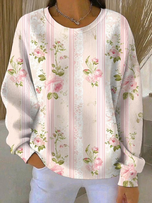 Sudadera casual con estampado rosa de cáncer de mama para mujer
