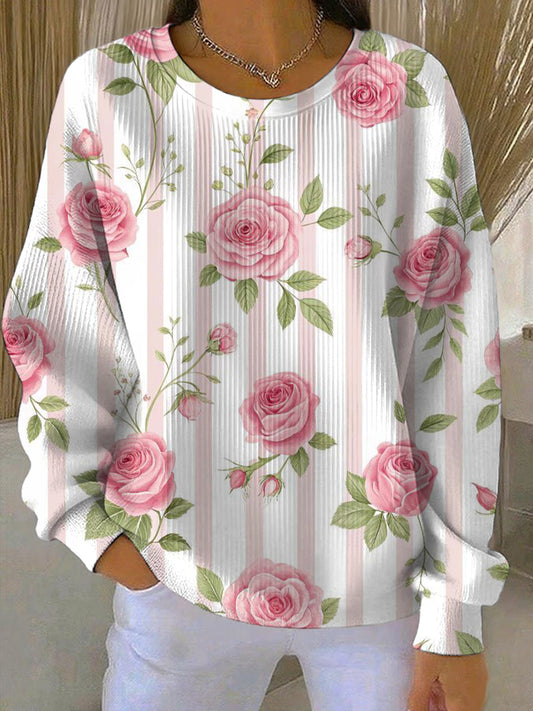 Sudadera casual con estampado rosa de cáncer de mama para mujer