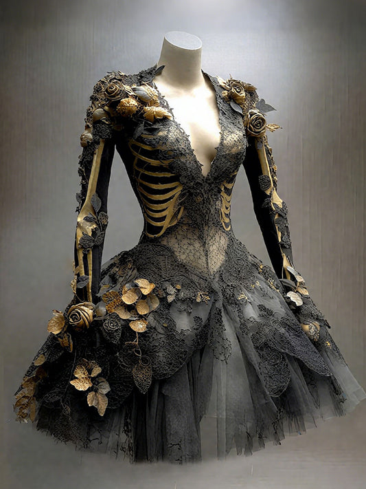 Vestido de esqueleto de Halloween para mujer
