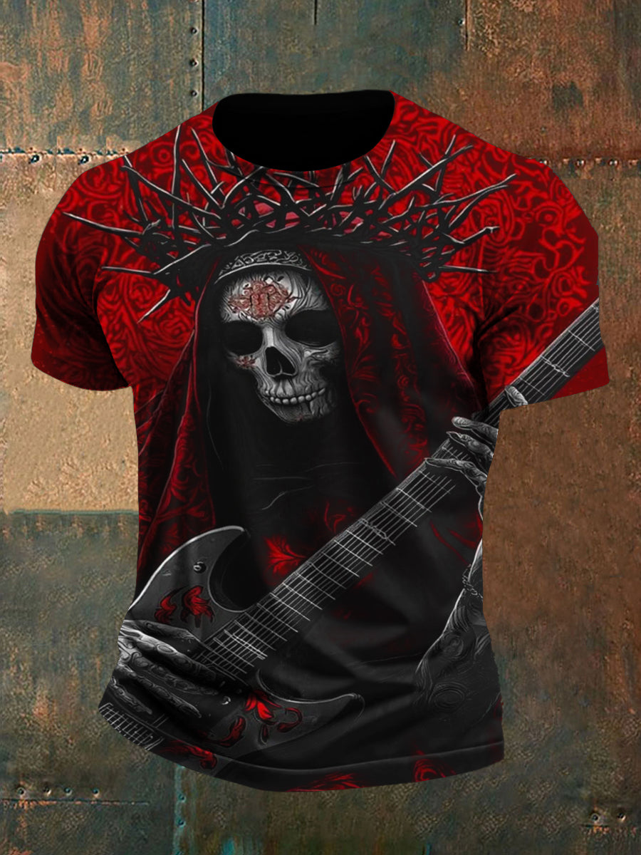 Día mexicano de los hombres de la camiseta ocasional del vintage muerto