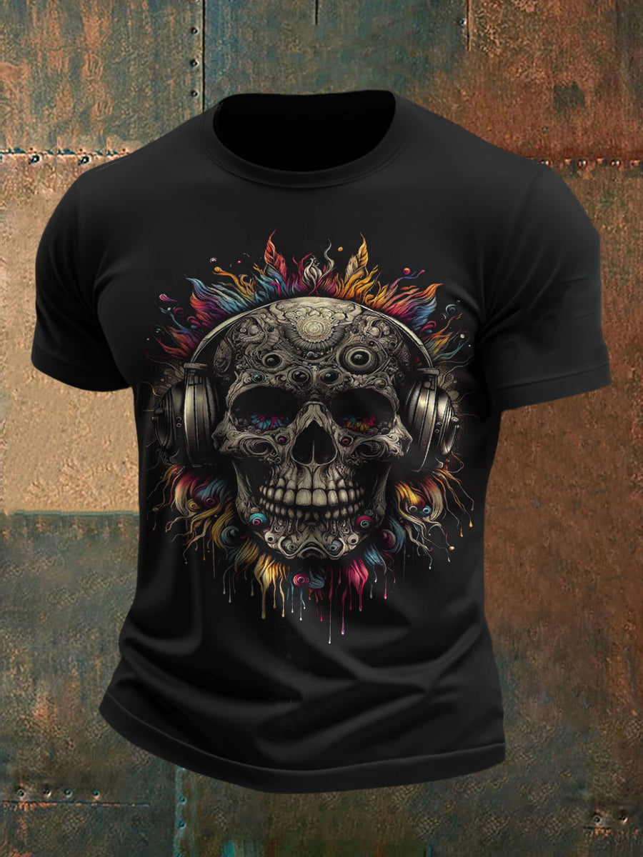 Día mexicano de los hombres de la camiseta ocasional del vintage muerto