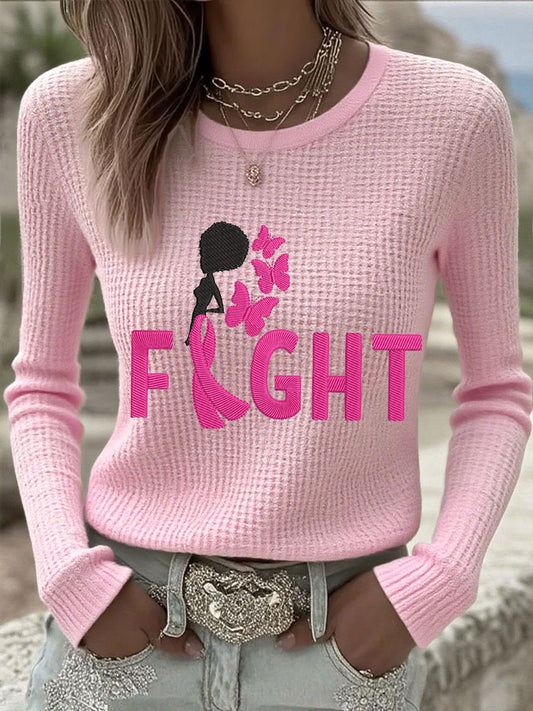 Camisetas de manga larga para mujeres Concientización sobre el cáncer de mama