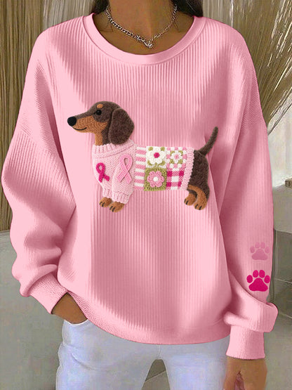 Conciencia del cáncer de mama de las mujeres Dachshund Felt Art Sudadera