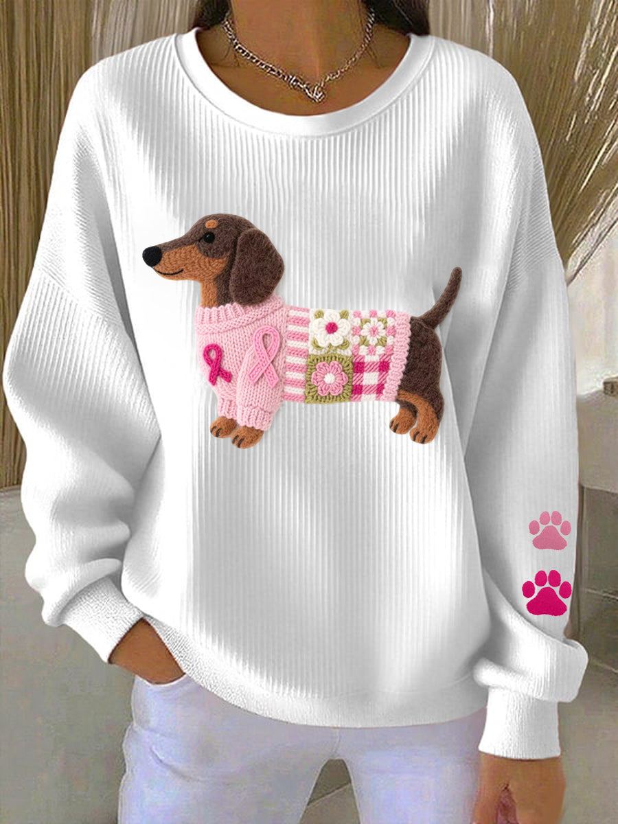 Conciencia del cáncer de mama de las mujeres Dachshund Felt Art Sudadera