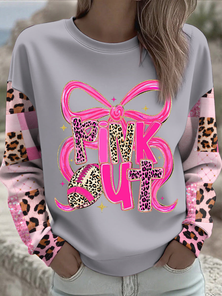 Sudadera impresa floral de la conciencia del cáncer de pecho de las mujeres