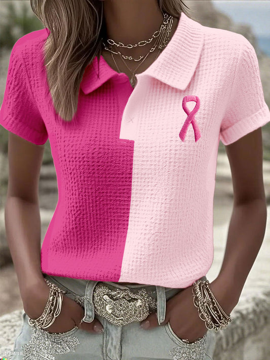Mujer Concientización sobre el cáncer de mama Pink Ribbon Tops