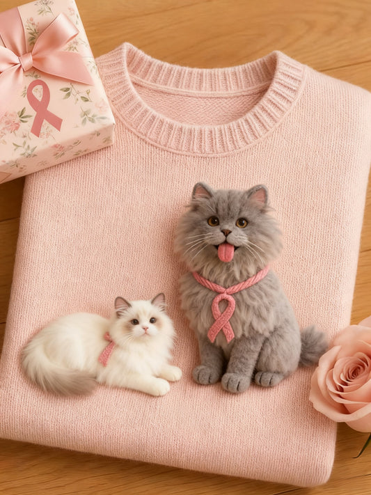 Sudadera con capucha de animal felted de la conciencia del cáncer de pecho de las mujeres
