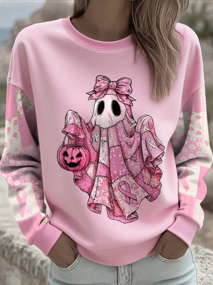 Sudadera impresa floral de la conciencia del cáncer de pecho de las mujeres