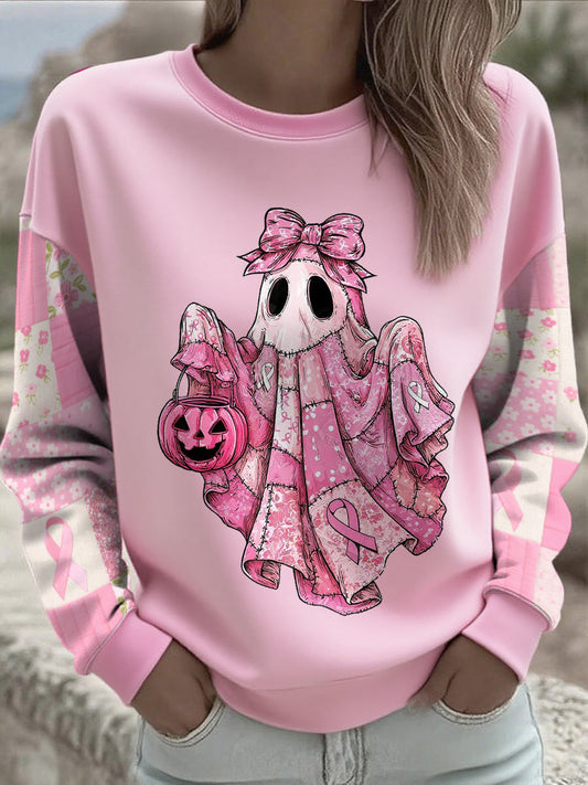Sudadera impresa floral de la conciencia del cáncer de pecho de las mujeres