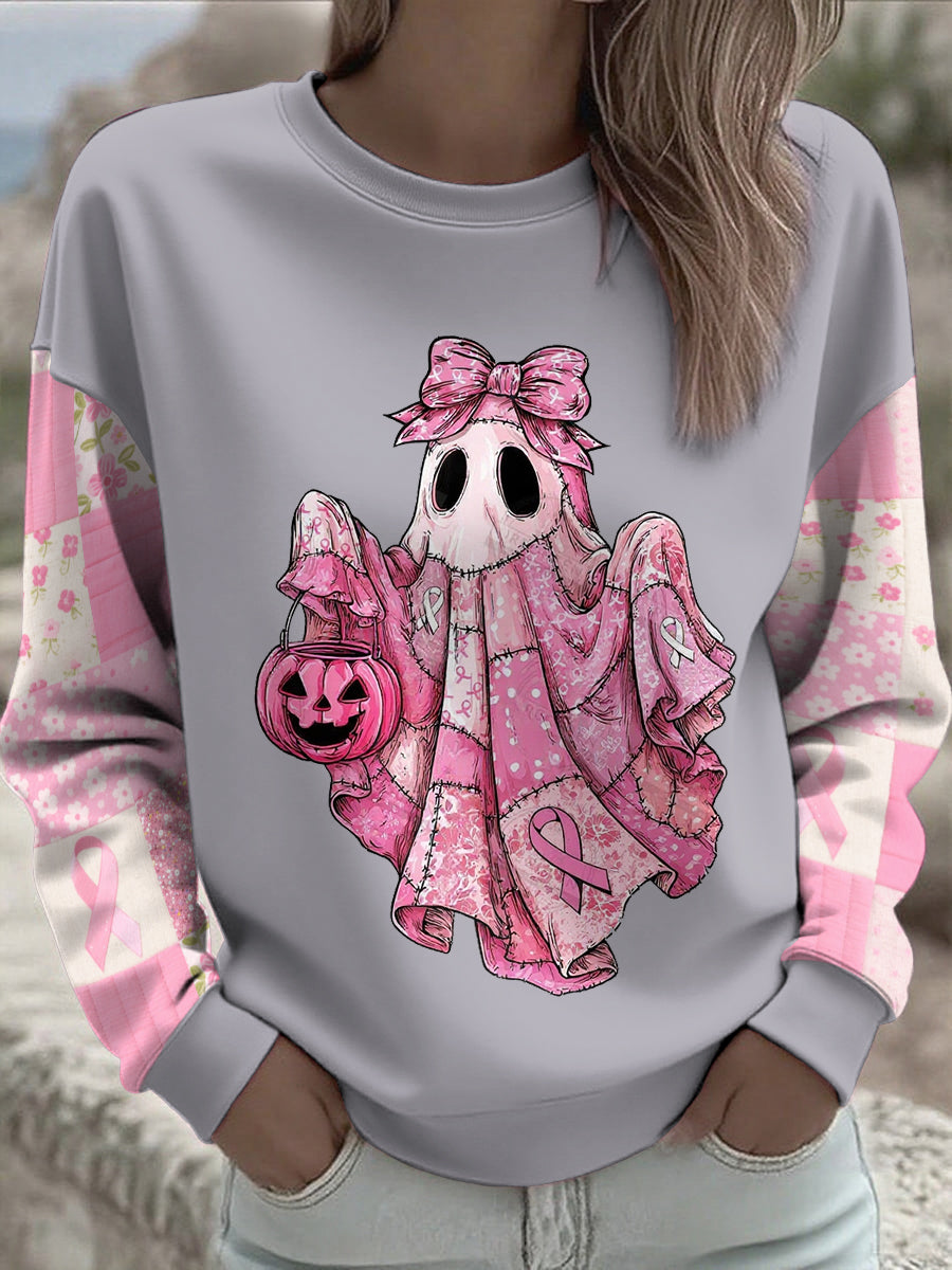 Sudadera impresa floral de la conciencia del cáncer de pecho de las mujeres