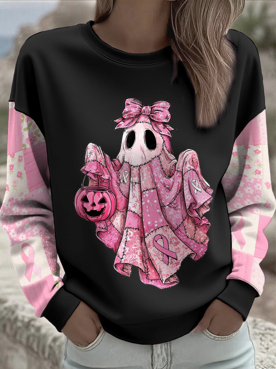 Sudadera impresa floral de la conciencia del cáncer de pecho de las mujeres