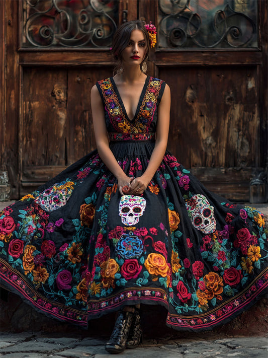 Día de las mujeres del vestido muerto cráneo