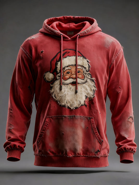 Sudadera con capucha casual de impresión de Navidad de los hombres