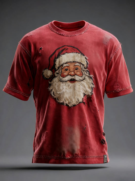 Camiseta casual estampada de Navidad para hombre