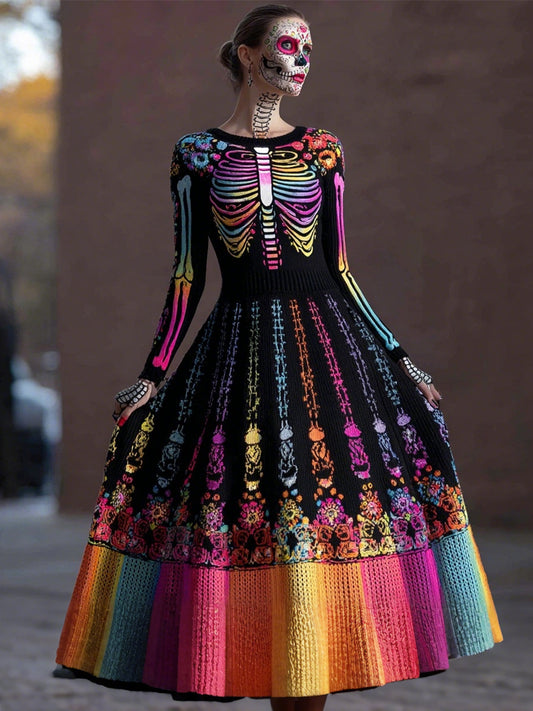 Vestido floral de esqueleto de día de los muertos para mujer
