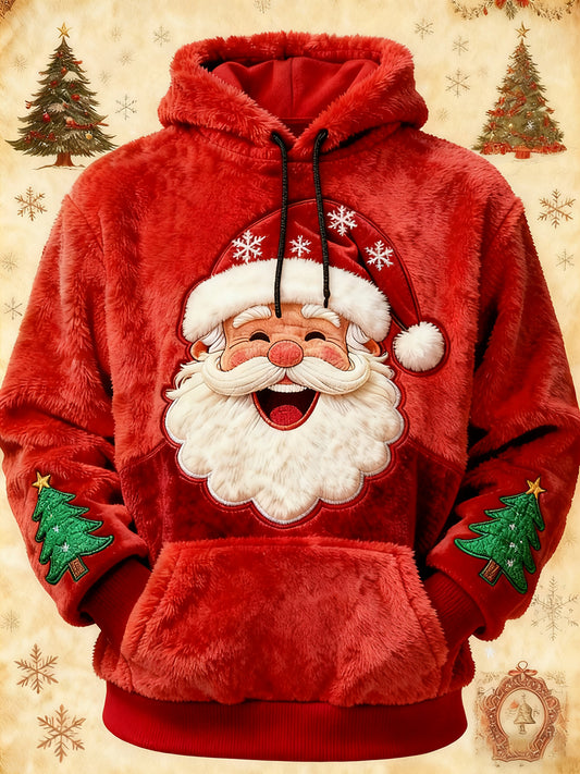 Sudadera con capucha de la franela del arte de Santa Claus de los hombres