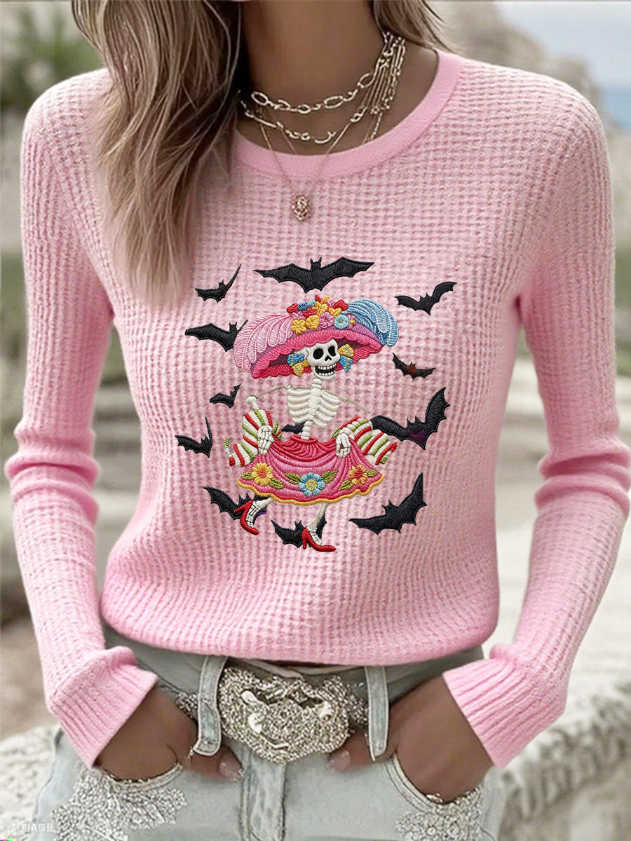 Día mexicano de las mujeres del suéter de punto ocasional retro muerto