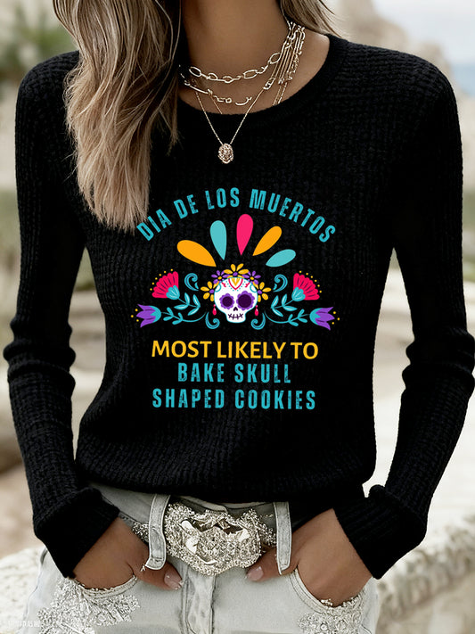 Día mexicano de las mujeres del suéter de punto ocasional retro muerto