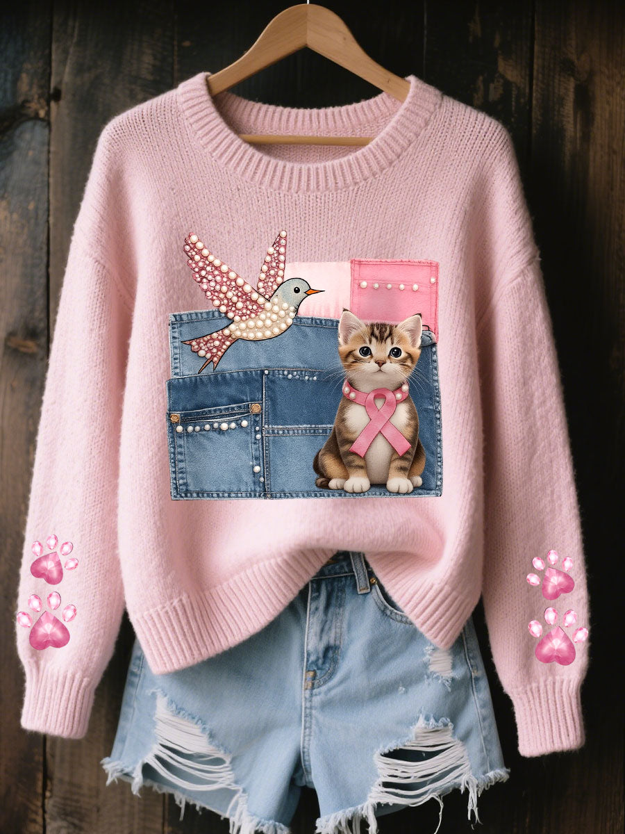 Conciencia del cáncer de mama de las mujeres Cat Hummingbird Tops