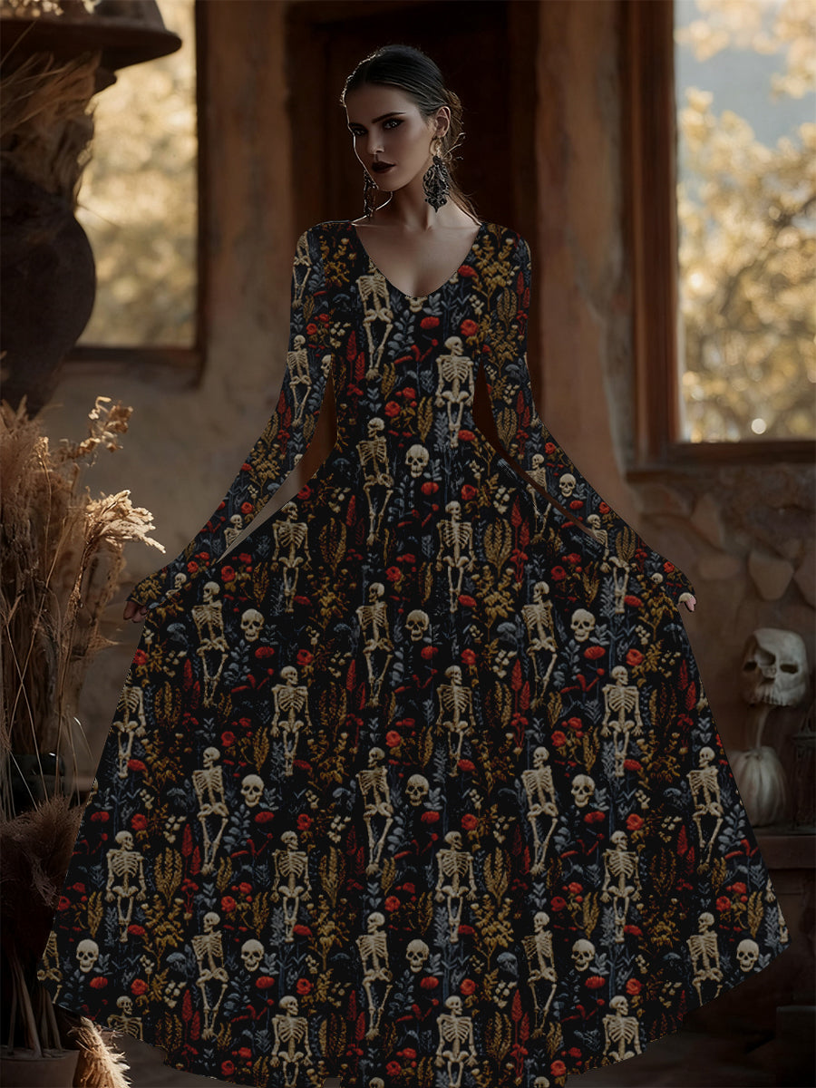 Día mexicano de las mujeres del vestido largo floral ocasional de la vendimia muerta