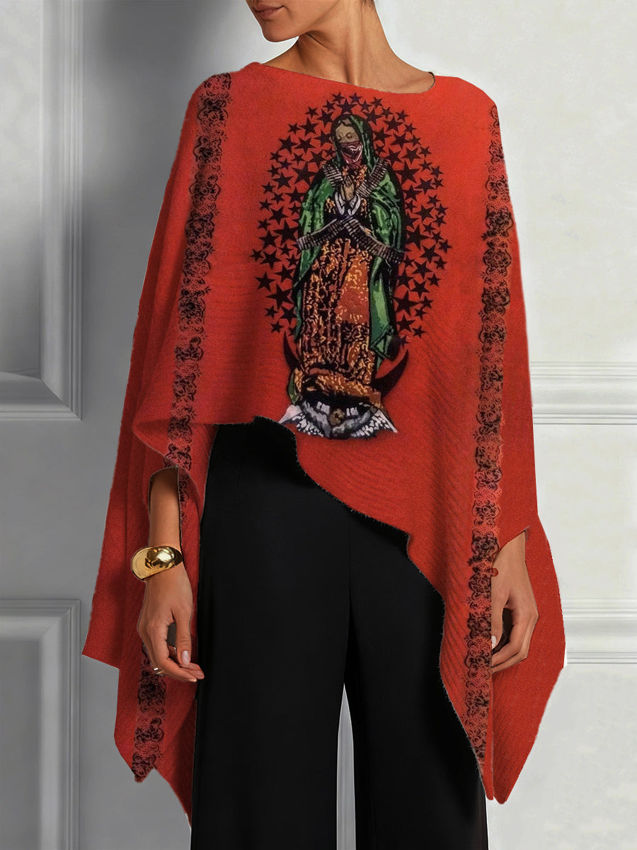 Guadalupe Day Casual Vintage Cape Top para mujer