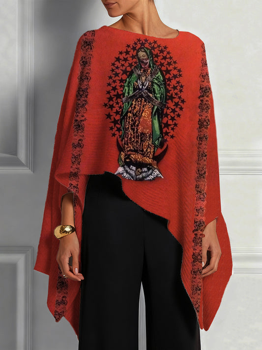 Guadalupe Day Casual Vintage Cape Top para mujer