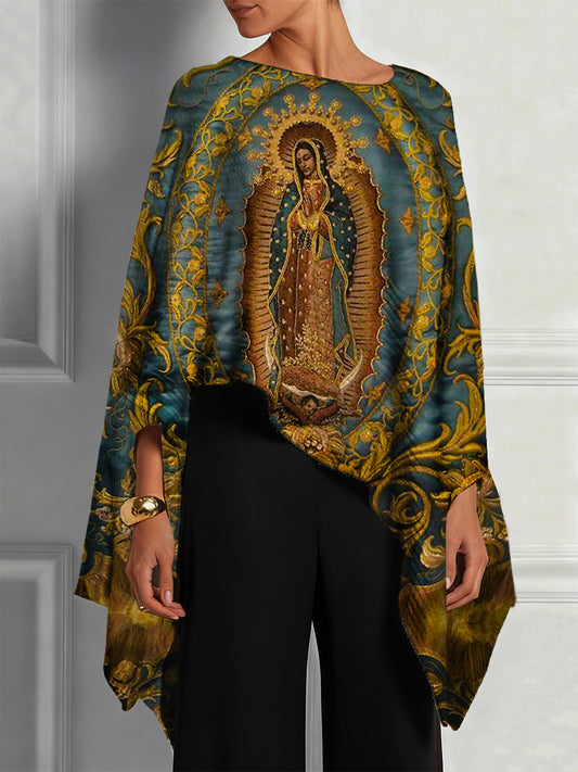 Guadalupe Day Casual Vintage Cape Top para mujer