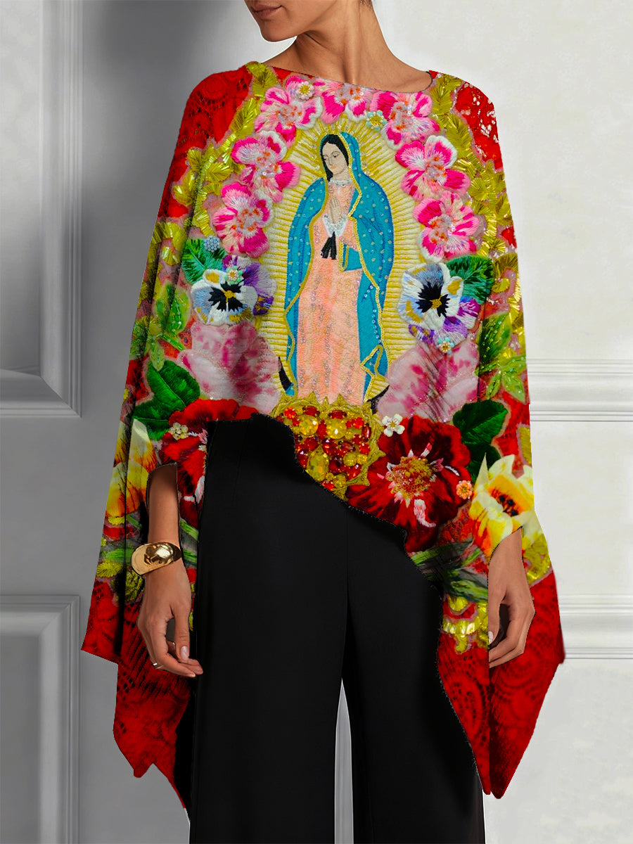 Guadalupe Day Casual Vintage Cape Top para mujer