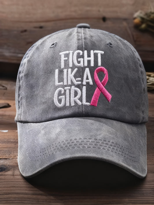 Sombrero lavado impresión ocasional del cáncer de pecho del vintage