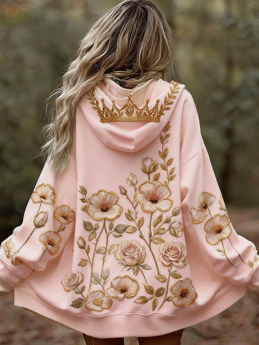 Sudaderas con capucha florales de cáncer de mama para mujer
