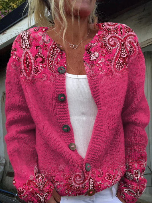 La conciencia del cáncer de mama de las mujeres Paisley Imprimir Casual Cardigan