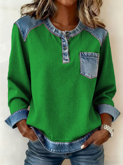 Top acogedor del diseño del remiendo de la moda de las mujeres