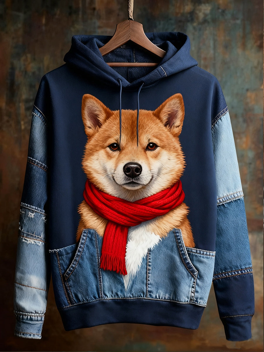 Unisex Animal Art Print Casual Vintage Sudadera con capucha