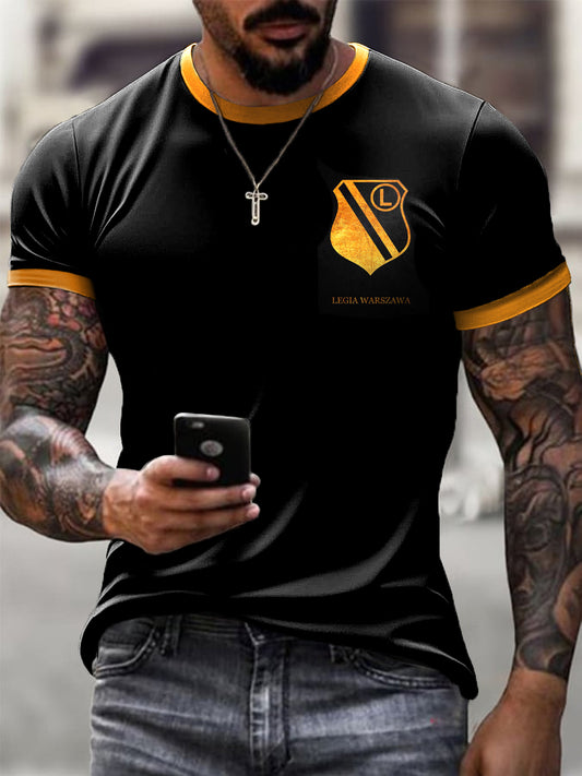 Camiseta casual impresa insignia polaca del oro del club de fútbol de Varsovia de la vendimia de los hombres