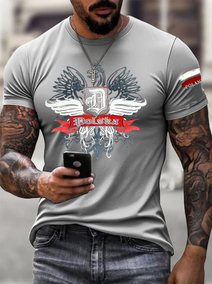 La bandera polaca del águila de los hombres imprime la camiseta ocasional