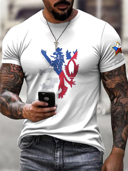 Camiseta de hombre Vintage Flag Lion Casual