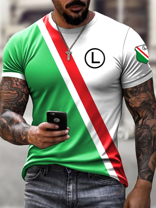 Camiseta casual impresa club de fútbol polaco de Varsovia de la vendimia de los hombres