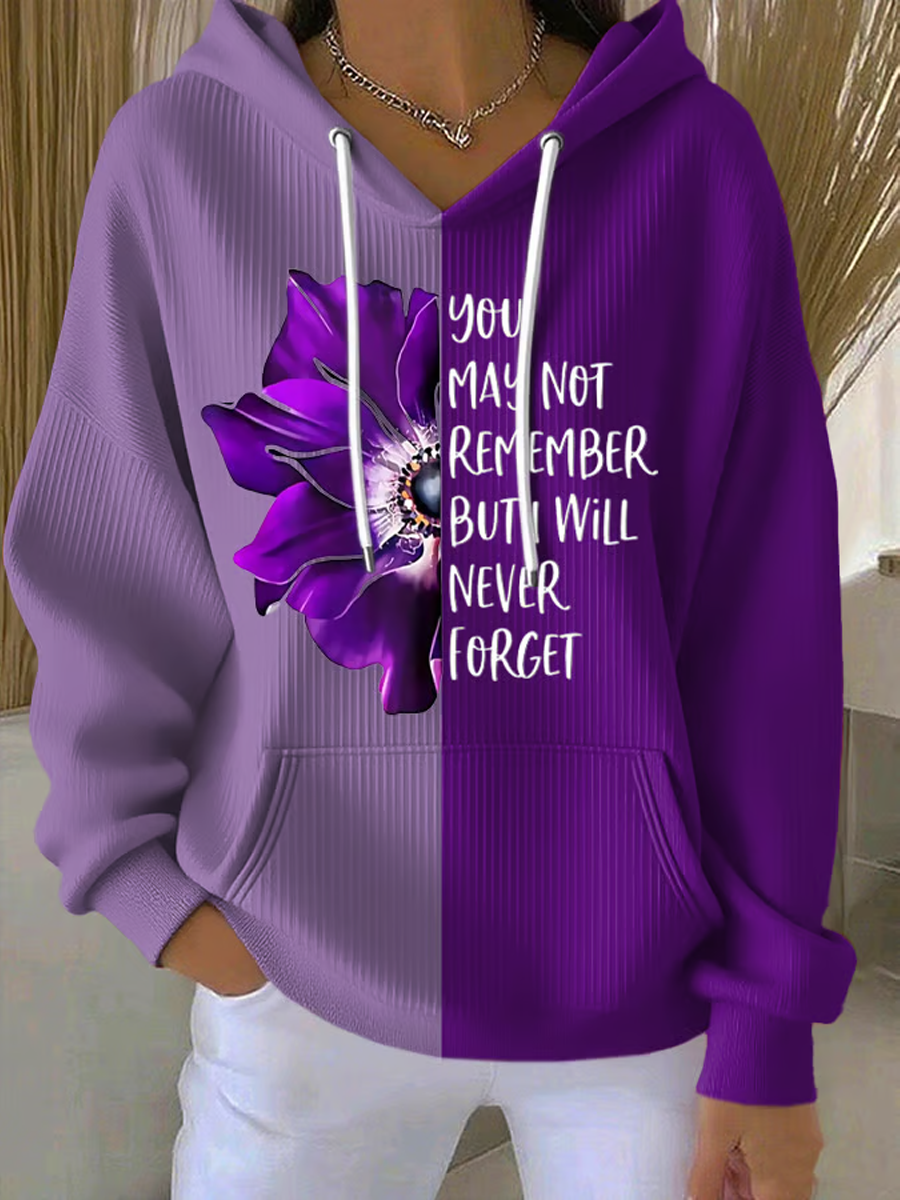 Sudadera con capucha Alzheimer's Awareness Print para mujer