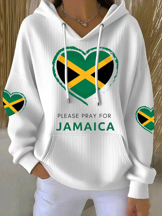 Hurricane Melissa Pray For Jamaica Print Hoodie para mujer