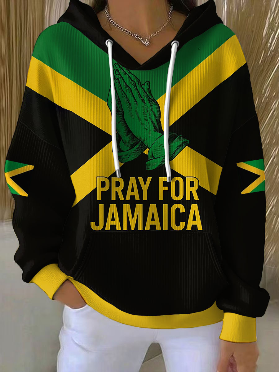 Hurricane Melissa Pray For Jamaica Print Hoodie para mujer